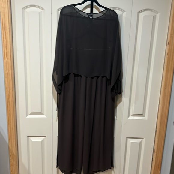 Eileen Fisher Pants - NWOT Eileen Fisher, dark brown silk Georgette short poncho/Palazzo pants